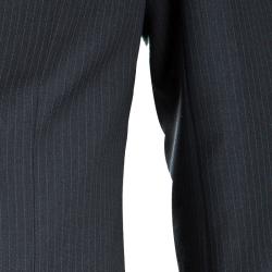 Pre Owned Boss By Hugo Boss Grey Pinstriped Wool Suit M