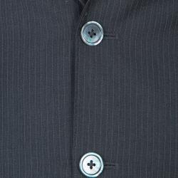 Pre Owned Boss By Hugo Boss Grey Pinstriped Wool Suit M