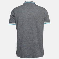 Pre Owned Boss By Hugo Boss Grey Pique Cotton Polo T-Shirt L