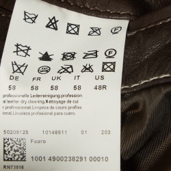 Pre Owned Boss By Hugo Boss Brown Leather Quilted Zip-Up Jacket XXXL