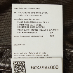 Pre Owned Boss By Hugo Boss Brown Leather Quilted Zip-Up Jacket XXXL