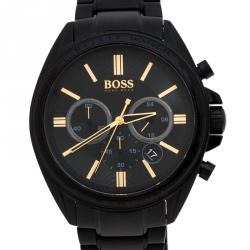 Pre Owned Boss by Hugo Boss Black Stainless Steel Chronograph Men's Wristwatch 47 mm