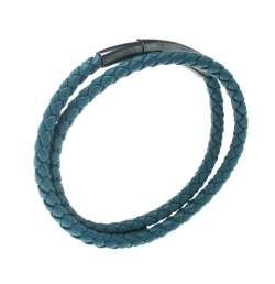 Pre Owned سوار بوتيغا فينيتا ملتف جلد مجدول أنترشياتو أزرق