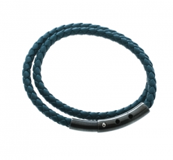 Pre Owned سوار بوتيغا فينيتا ملتف جلد مجدول أنترشياتو أزرق