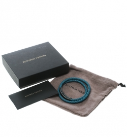 Pre Owned سوار بوتيغا فينيتا ملتف جلد مجدول أنترشياتو أزرق