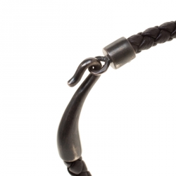 Bottega Veneta Brown Intrecciato Woven Leather Single Hook Bracelet 