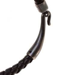 Bottega Veneta Brown Intrecciato Woven Leather Single Hook Bracelet 