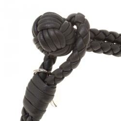 Bottega Veneta Grey Intrecciato Leather Double Strand Knot Bracelet