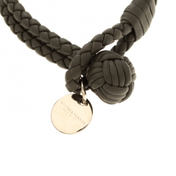 Bottega Veneta Grey Intrecciato Leather Double Strand Knot Bracelet