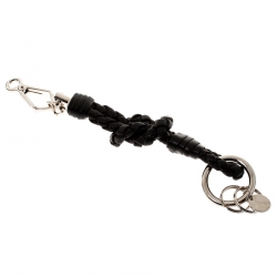 Bottega Veneta Black Intrecciato Knotted Key Ring