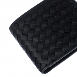 Pre Owned Bottega Veneta Black Intrecciato Leather Bifold Wallet