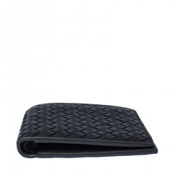 Pre Owned Bottega Veneta Black Intrecciato Leather Bifold Wallet