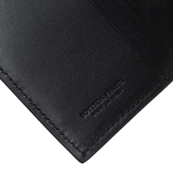 Pre Owned Bottega Veneta Black Intrecciato Leather Card Holder