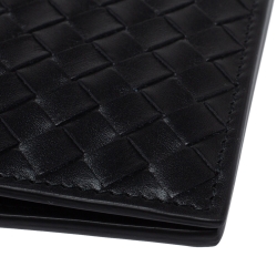 Pre Owned Bottega Veneta Black Intrecciato Leather Card Holder