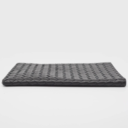 Bottega Veneta Black Intrecciato Leather Half Zip Pouch