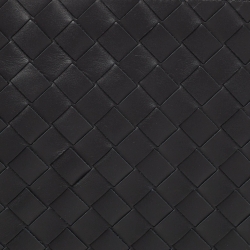 Bottega Veneta Black Intrecciato Leather Half Zip Pouch