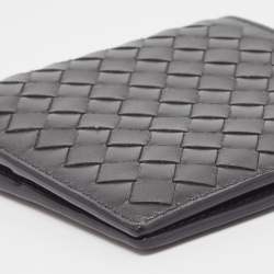 مملوكة مسبقًا Bottega Veneta Dark Grey Intrecciato Leather Bifold Wallet