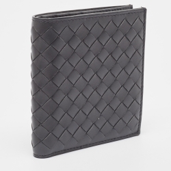Bottega Veneta Dark Grey Intrecciato Leather Bifold Wallet