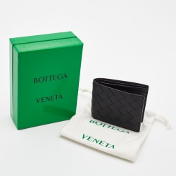 Bottega Veneta Black Intrecciato Leather Bifold Wallet