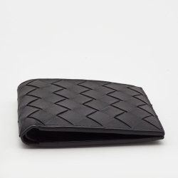 Bottega Veneta Black Intrecciato Leather Bifold Wallet