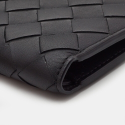 Bottega Veneta Black Intrecciato Leather Bifold Wallet