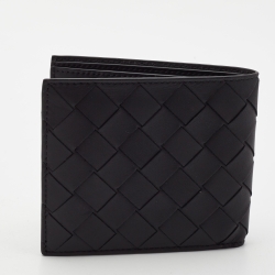Bottega Veneta Black Intrecciato Leather Bifold Wallet