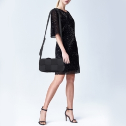 Bottega Veneta Black Intrecciato Nylon Cassette Messenger Bag