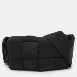 Bottega Veneta Black Intrecciato Nylon Cassette Messenger Bag