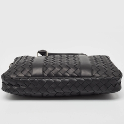 Pre Owned Bottega Veneta Black Intrecciato Leather Small Slim Briefcase