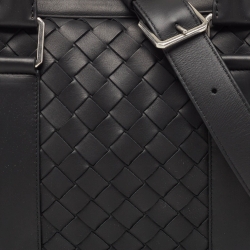 Pre Owned Bottega Veneta Black Intrecciato Leather Small Slim Briefcase