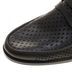 Pre Owned Bottega Veneta Black Perforated Leather Loafer Boots Size 40