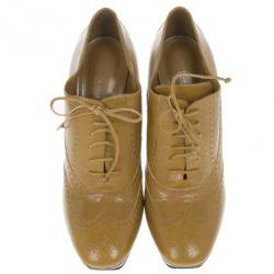 Pre Owned Bottega Veneta Brown Leather Brogue Lace Up Ankle Boots Size 40