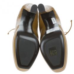 Pre Owned Bottega Veneta Brown Leather Brogue Lace Up Ankle Boots Size 40