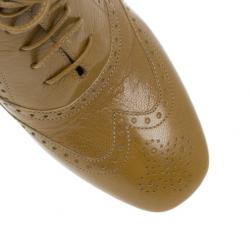 Pre Owned Bottega Veneta Brown Leather Brogue Lace Up Ankle Boots Size 40