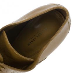 Pre Owned Bottega Veneta Brown Leather Brogue Lace Up Ankle Boots Size 40