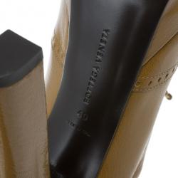 Pre Owned Bottega Veneta Brown Leather Brogue Lace Up Ankle Boots Size 40