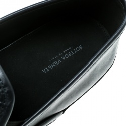 Pre Owned Bottega Veneta Navy Intrecciato Leather Loafers Size 45