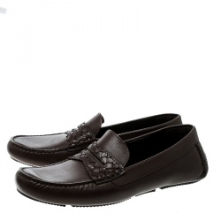 Pre Owned حذاء موكاسينز بوتيغا فينيتا وايف درايفر أنترشياتو بني مقاس 45