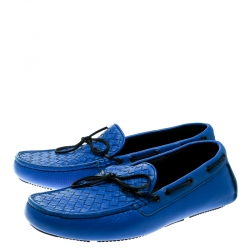 Pre Owned حذاء لوفرز بوتيغا فينيتا جلد انترشياتو أزرق مقاس 44