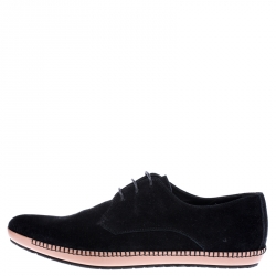 Pre Owned Bottega Veneta Black Suede BV Fellows Pointed Toe Lace Up Derby Size 44