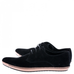 Pre Owned Bottega Veneta Black Suede BV Fellows Pointed Toe Lace Up Derby Size 44