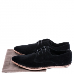 Pre Owned Bottega Veneta Black Suede BV Fellows Pointed Toe Lace Up Derby Size 44