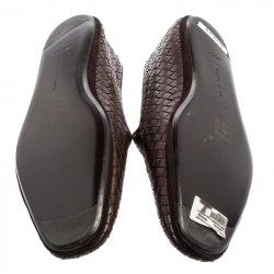 Pre Owned Bottega Veneta Dark Brown Intrecciato Leather Smoking Slippers Size 44