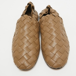 Pre Owned Bottega Veneta Olive Green Intrecciatio Leather Smoking Slippers Size 43