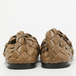 Pre Owned Bottega Veneta Olive Green Intrecciatio Leather Smoking Slippers Size 43