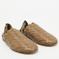 Pre Owned Bottega Veneta Olive Green Intrecciatio Leather Smoking Slippers Size 43