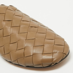 Pre Owned Bottega Veneta Olive Green Intrecciatio Leather Smoking Slippers Size 43