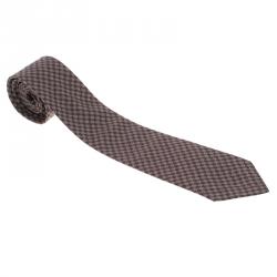 Bottega Veneta Burgundy Houndstooth Speckled Print Tie