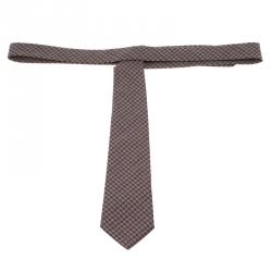 Bottega Veneta Burgundy Houndstooth Speckled Print Tie