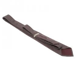 Bottega Veneta Burgundy Houndstooth Speckled Print Tie